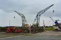 Blick auf die beiden Kräne im  Traditionsbetriebswerk Staßfurt.

Staßfurt 05.08.2017