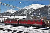 Ge 4/4 I 602  Bernina  und 603  Badus  in Samedan. (15.11.2017)