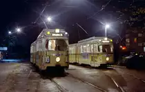 København / Kopenhagen Københavns Sporveje SL 10 (DÜWAG-GT6 865) / SL 16 (DÜWAG-GT6 854) København NV, Emdrup, Frederiksborgvej / Emdrupvej (Endstation der beiden Linien) am Abend des 12. Oktober 1968. Das Bild wurde wenige Stunden vor der Einstellung der SL 10 gemacht.