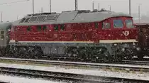 Am 03.12.17 gab es einen Weihnachtssonderzug nach Thüringen der IG Dampflok Nossen e.V.
Der Zug fuhr von Nossen - Döbeln - Gera nach Saalfeld in Thüringen und der erste Schnee fiel auch im Flachland.
Hier ist die 232 601-5 im Schneetreiben in Saalfeld/Saale zu sehen.
Foto entstand vom Bahnsteig!
