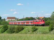 Die Br.110 400-9 fuhr am 18.05.07 von Donauw�rth Hbf nach Aalen. hier nach dem Bahnhof Goldsh�fe.