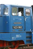 V23 082 F�hrerhaus im Bw Schwerin. 13.05.2007