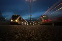Zugbegegnung im Bahnhof Sankt Martin im Sulmtal Bergla. 
15.12.2017
