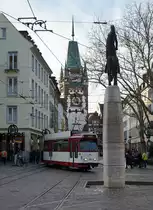 Freiburger Verkehrs AG.
VAG: Noch immer sind die schönen alten Düwags GT8N unentbehrlich und jeden Tag im Einsatz auf den Tramlinien 3 und 5. Aufnahmen vom 14. Dezember 2014.
Foto: Walter Ruetsch