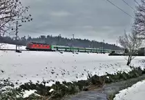 SBB Re 6/6 Nr.  Rothrist  mit dem Verbano Express von Luino an den Weihnachtsmarkt nach St. Gallen am 17. Dezember 2017 bei Bassersdorf. Einen grossen Dank an Julian Ryf, der mir dieses Bild (dank Info)ermöglicht hat!