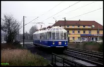 Mit Herrn Horst Troche als Lokführer kam am 14.4.1992 der Gläserne Zug 491001 durch Heidkrug. Der Triebwagen war an diesem Tag unterwegs nach Delmenhorst mit dem Ziel Harpstedt.