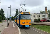 Leipzig LVB SL 1 (T4D-M1 (LVB-Typ 33c) 2169 + T4D-M1 (?) + NB4 (LVB-Typ 68) 938) Lausen am 25. Juli 2017.