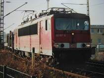 155 107-6 mit G�terzug aus Richtung Freital kommend im Gleisdreieck Dresden-Altstadt.02.12.06