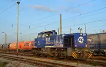 Am 18.12.17 wartet 275 014 der InfraLeuna in Bitterfeld auf die Rückfahrt nach Großkorbetha. An diesem Tag erfolgte die Rückfahrt leider ohne Kesselwagen.