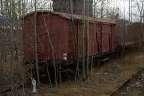 Lost Places in Ceske Budejovice, aufgelassene und abgestellte Güterwagen auf dem Gelände des aufgelassenen Güterumschlagsgeländes. 22.12.2017 16:06 Uhr.