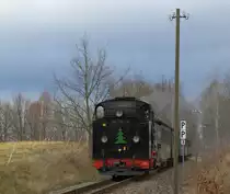 Hier trifft der Fotograf beim Vorweihnachtsspaziergang auf  99 1761-8 kurz vor dem Dippelsdorfer Teich. 24.12.2017  13:06 Uhr.