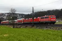 30.12.2017 Streckenabschnitt Uhingen,PbZ 2461 betehend aus 115 198-4,120 149-0,120 159-9,101 088-3