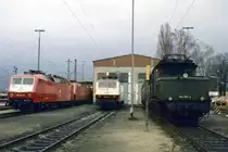 Generationentreffen in Nürnberg Rbf am 20.12.1987 mit 120 112 und 005 sowie 194 195