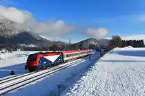 E 190 301 mit REX 1821 am 29.12.2017 bei Fürnitz. 