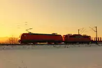 152 112-9 und 151 168-2 DB Cargo bei Lichtenfels am 27.01.2017.