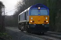 Die Class 66 653-03 von HSL  kommt als Lokzug aus Antwerpen(B) die Gemmenicher-Rampe herunter nach Aachen-West. 
Aufgenommen an der Gemmenicher-Rampe am Gemmenicher-Weg auf dem Montzenroute.
Am Nachmittag vom 5.1.2018. 