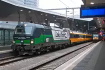 193 220 mit dem regiojet 1034 nach Prag, kurz vor der Abfahrt in Wien Hauptbahnhof. Das Foto entstand am 06.01.2018.