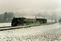 RBS/SZB: Regionalverkehr Bern-Solothurn:
Winterdampf zwischen Solothurn und Biberist im Januar 1985.
Foto: Walter Ruetsch