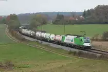 1216 954 Hödlmayr International mit einem Containerzug bei Edlhausen Richtung Nürnberg, 04.11.2016