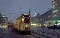 København / Kopenhagen Københavns Sporveje SL 7 (Tw 568 + Bw 15**) København K, Nørre Voldgade / Frederiksborggade / Nørreport Station am 10. Februar 1969. - Scan eines Farbnegativs. Film: Kodak Kodacolor X.