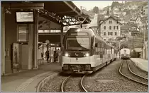 Selbst wenn der  falsche * Zug am Bahnsteig steht, liess ich es mir nicht nehmen, das Bild so zu bearbeiten, als wenn der echte, klassische MOB Belle Epoque Zug auf seine letzte Abfahrt nach Zweisimmen wartet.
7. Jan. 2018