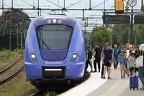 Am 10.07.2017 steht ein X61 von Skånetrafiken als Pågatåg im Bahnhof Hässleholm.