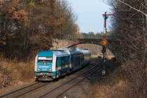 223 067 mit dem ALX 84115 von Hof Hbf nach München Hbf bei Reuth bei Erbendorf, 13.11.2016