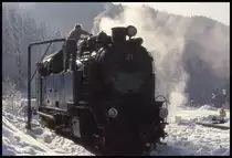 996001 trug am 3.2.1993 noch einmal das alte Kleid der NWB 21. In diesem Outfit traf ich sie im Bahnhof Eisfelder Talmühle an, wo sie an diesem Tag um 13.20 Uhr Wasser nahm.