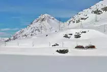 RhB Dampfschneeschleuderfahrt 2018
RhB Dampfschneeschleuder Xrotd 9213 und das Bernina-Krokodil Ge 4/4 Nr. 182 am komplett zugefrorenen Lago Bianco zwischen Ospizio Bernina und Bernina Lagalb. Sonntag, 28. Januar 2018