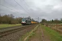 MRCE/Dispolok Siemens Vectron X4-854 (193 854) mit dem Stuttgart 21 Aushubzug bei Hanau West am 10.02.18 
