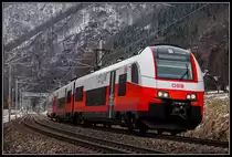 4744 039 zwischen Bruck/Mur und Pernegg am 13.02.2018.