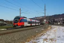4024 017-8 als REX Richtung Dornbirn bei Schwarzach. 13.2.18