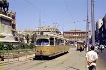 Straßenbahn Alexandria SL 10 (DÜWAG-GT6 808 (Ex-Københavns Sporveje 808)) am 10. Juni 1974. - Scan eines Farbnegativs. Film:  Ringfoto .