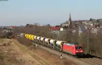 145 053-5 mit dem EZ 44625 (Mannheim Rbf-Basel SBB RB) bei Teningen 14.2.18