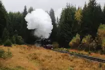 Scheinanfahrt von 99 6001 mit IG HSB-Sonderzug am 22.10.2016 zwischen Benneckenstein und Tiefenbachmühle (km 25,4). (Bild 2)