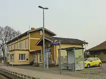 Gebäude des Haltepunktes  Langenstein im Harz am 17. Februar 2018.