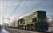 SŽ 664-113 zieht Güterzug durch Maribor-Tabor Richtung Norden. /16.1.2018