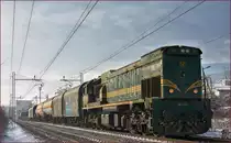 SŽ 664-113 zieht Güterzug durch Maribor-Tabor Richtung Norden. /16.1.2018