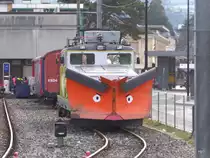 travys - Güterlok Ge 4/4 21 ( Krokodil ) abgestellt im Bahnhof in Yverdon les Bains am 10.02.2018