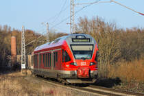 RE 9 nach Sassnitz, hier ausfahrend am Haltepunkt in Sagard. - 20.02.2018