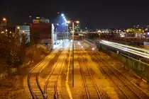 Am Abend des 5.1.18 war an der Containerverladung im Westhafen bereits Ruhe eingekehrt und die Gleise leer.

Berlin Beusselstraße 05.01.2018