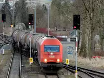 2016 070-2 mit Kesselwagenleerzugleistung des 47850; Einfahrt Bhf. RIED i.I.; 170224
