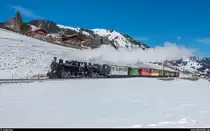 BC Winterdampffahrt Zweisimmen - Montreux am 4. März 2018 mit den HG 3/4 FO 4 und BFD 3.<br>
Einfahrt Flendruz.