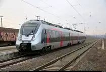 9442 113 (Bombardier Talent 2) von Abellio Rail Mitteldeutschland als RB 74781 (RB75) von Lutherstadt Eisleben nach Halle(Saale)Hbf erreicht den Bahnhof Angersdorf auf der Bahnstrecke Halle–Hann. Münden (KBS 590). [8.2.2018 | 15:17 Uhr]