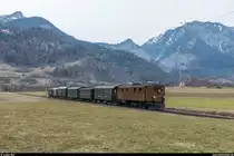 GV-Fahrt der Dampffreunde der RhB am 17. März 2018 von Chur nach Bergün und zurück mit der Ge 4/6 353.<br>
Der Zug am Morgen bei Bonaduz.