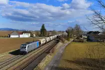 187 306 mit einem Getreidezug am 21.03.2018 bei Stephansposching. 