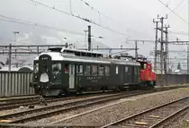 Wenige Minuten nach der Abfahrt der beiden Dampfzüge rangieren SBB Historic Tem II 277 und die  kalte  BDe 4/4 1646  Schwalbe  im Bahnhof Erstfeld ins Depot.

20. März 2018
