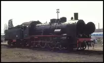 1000 Jahr Feier der Stadt Potsdam am 20.5.1993: Dampflok 381182 stand mit offener Rauchkammer Tür in der Ausstellung.