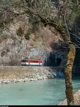 MIB Be 4/4 8 am 24. März 2018 ausgangs Aareschluchttunnel.