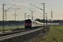 Zwei 185ziger kommen am 19.3.2018 mit einem Kohlezug zwischen Gubberath und Noithausen vor meine Linse als sie gen Dillingen unterwgswaren. 